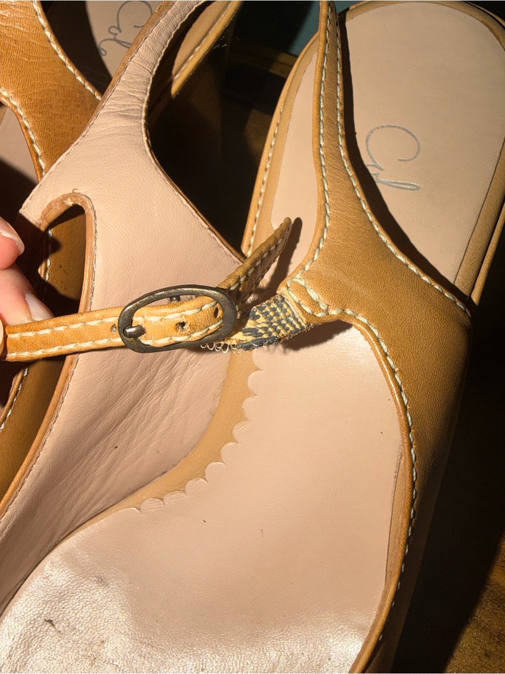 Cole Haan Saddle Tan Slingback Platform Loafers - Picture 6 of 9